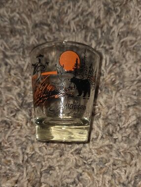 Michigan Wildlife Souvenir Shot Glass - Orange & Black Design